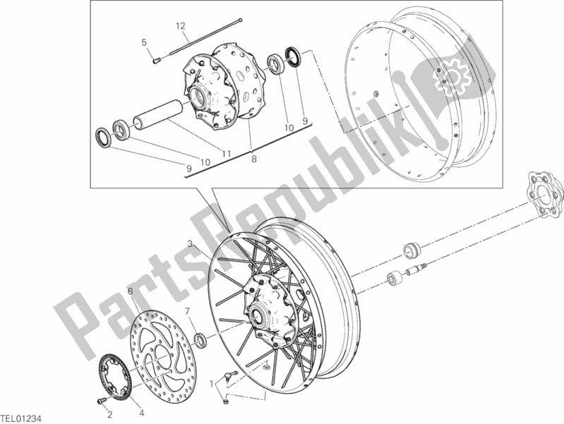 All parts for the Rear Wheel of the Ducati Multistrada 1260 Enduro Touring 2020